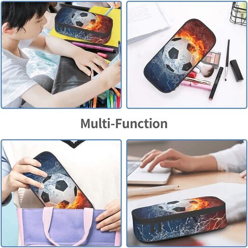 Soccer Pencil Case for Boys Teens Men, Sports Pencil Box with Soccer Balls Pattern, Large Capacity Durable Pencil Pouch Storage Pen Bag Organizer Stationery for Adults Work Office in Saudi Arabia