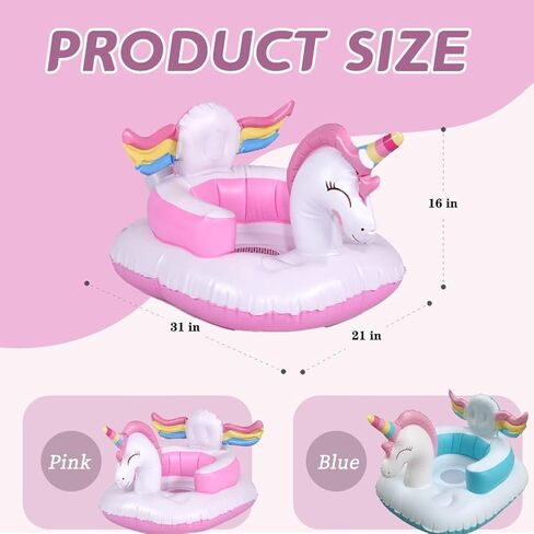 مقعد أطفال Xifamniy Unicorn قابل للنفخ، مقاعد أرضية للأطفال للجلوس، مقاعد للرضع للأطفال الصغار، كرسي أطفال قابل للنفخ مع مضخة هواء مدمجة، 3-36 شهرًا، وردي in Saudi Arabia
