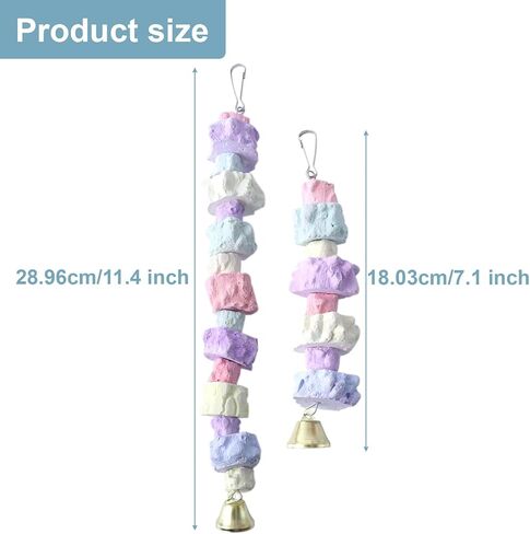 jovani 2 Pack Bird Chewing Toy, Parrot Beak Grinding Stone with Bell, Lava Block Calcium Supplement Food for African Greys Amazon Conure Eclectus Budgies Parakeet Cockatiel Hamster Chinchilla Rabbit in Saudi Arabia