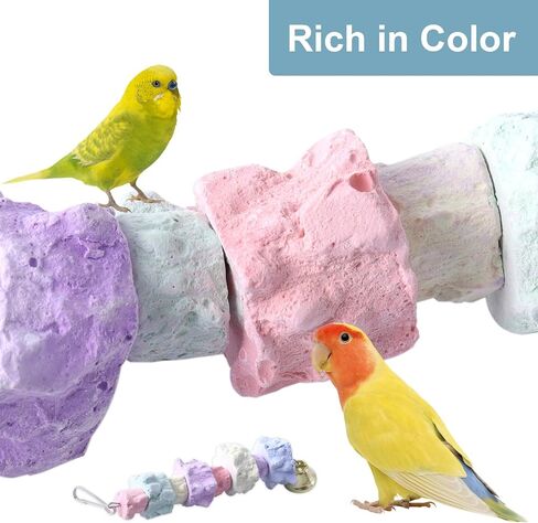 jovani 2 Pack Bird Chewing Toy, Parrot Beak Grinding Stone with Bell, Lava Block Calcium Supplement Food for African Greys Amazon Conure Eclectus Budgies Parakeet Cockatiel Hamster Chinchilla Rabbit in Saudi Arabia
