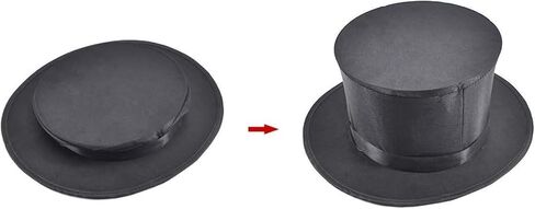 AIMOFAMAG الساحر قبعة قابلة للطي قبعة سحرية قابلة للطي خدعة سحرية مضحكة قبعة حفلات كوميدية سحرية للتحايل الدعامة (أسود) in Kuwait