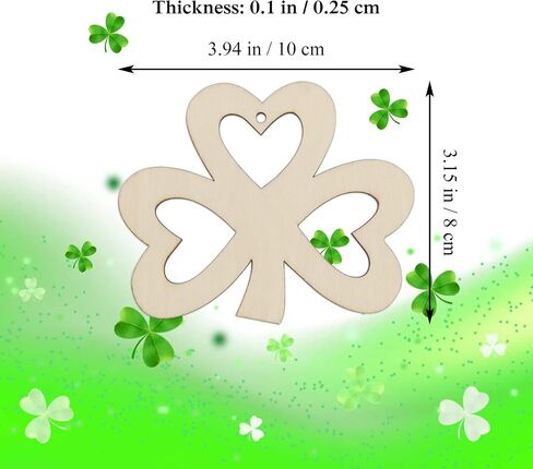 20pcs Shamrock Wood DIY Crafts Cutouts Wooden Shamrock Clover Shaped Hanging Ornaments with Hole Hemp Ropes Gift Tags for Irish Festival St. Patrick's Day Party Decorations in Saudi Arabia