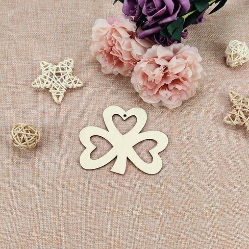 20pcs Shamrock Wood DIY Crafts Cutouts Wooden Shamrock Clover Shaped Hanging Ornaments with Hole Hemp Ropes Gift Tags for Irish Festival St. Patrick's Day Party Decorations in Saudi Arabia