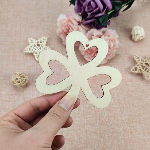 20pcs Shamrock Wood DIY Crafts Cutouts Wooden Shamrock Clover Shaped Hanging Ornaments with Hole Hemp Ropes Gift Tags for Irish Festival St. Patrick's Day Party Decorations in Saudi Arabia