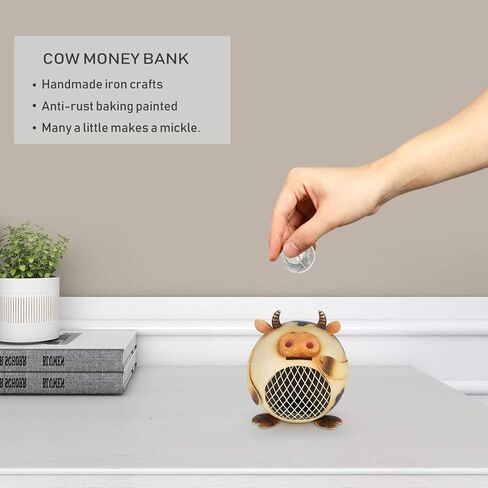 Tooarts حليب البقر حصالة نقود معدنية الحيوان حصالة على شكل حيوان توفير المال غرفة زخرفة صندوق ديكور المنزل هدايا طفلة ، هدايا عيد ميلاد in Kuwait