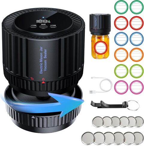 ماسون جرة فراغ السدادة - مجموعة آلة فراغ الجرار تعليب الكهربائية محرك معزز مجاني 6 فم واسع وأغطية ميسون الفم العادية تستخدم تخزين المواد الغذائية مع توفير الطعام 2024 جديد in Kuwait
