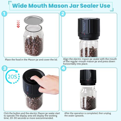 ماسون جرة فراغ السدادة - مجموعة آلة فراغ الجرار تعليب الكهربائية محرك معزز مجاني 6 فم واسع وأغطية ميسون الفم العادية تستخدم تخزين المواد الغذائية مع توفير الطعام 2024 جديد in Kuwait