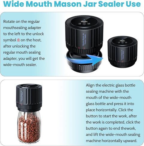ماسون جرة فراغ السدادة - مجموعة آلة فراغ الجرار تعليب الكهربائية محرك معزز مجاني 6 فم واسع وأغطية ميسون الفم العادية تستخدم تخزين المواد الغذائية مع توفير الطعام 2024 جديد in Kuwait