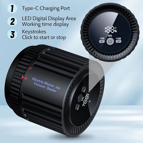 ماسون جرة فراغ السدادة - مجموعة آلة فراغ الجرار تعليب الكهربائية محرك معزز مجاني 6 فم واسع وأغطية ميسون الفم العادية تستخدم تخزين المواد الغذائية مع توفير الطعام 2024 جديد in Kuwait