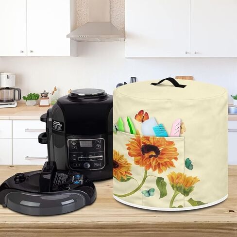 Dolyues Sunflower Pressure Cooker Cover Slow Cooker Dust Cover, Floral Protective Cover Round Air Fryer Cover with Top Handle Rice Cooker Cover Electric Cooker Dust Covers in Kuwait