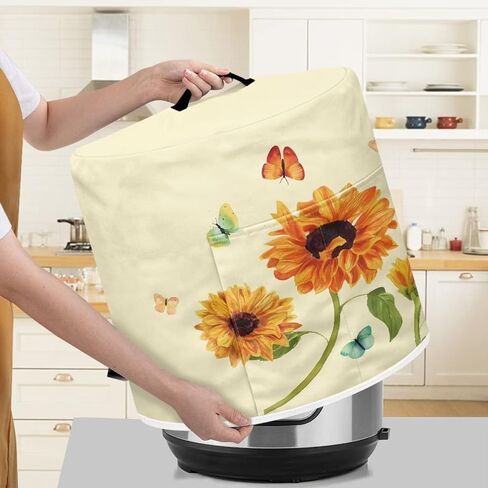 Dolyues Sunflower Pressure Cooker Cover Slow Cooker Dust Cover, Floral Protective Cover Round Air Fryer Cover with Top Handle Rice Cooker Cover Electric Cooker Dust Covers in Kuwait