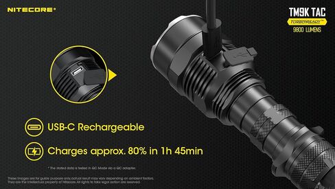 Nitecore Bundle TM9KTAC+QC (TM9K TAC) 9800 Lumen USB-C Rechargeable Flashlight and LumenTAC QC Adapter in Saudi Arabia