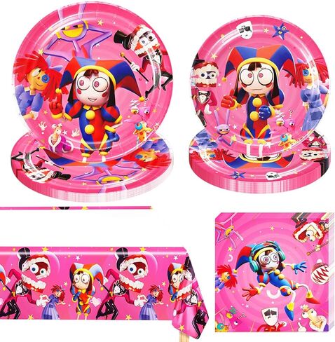 YUNKELIU 41Pcs Birthday party Decorations, Movie Theme Tableware Set Include 20Plates, 20Napkins and 1 Tablecloth for Birthday Party Supplies in Kuwait