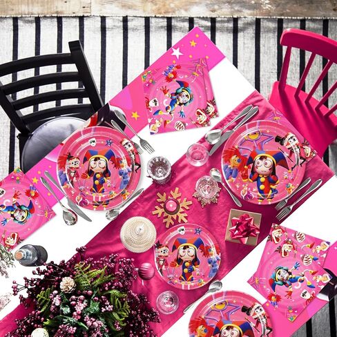 YUNKELIU 41Pcs Birthday party Decorations, Movie Theme Tableware Set Include 20Plates, 20Napkins and 1 Tablecloth for Birthday Party Supplies in Kuwait