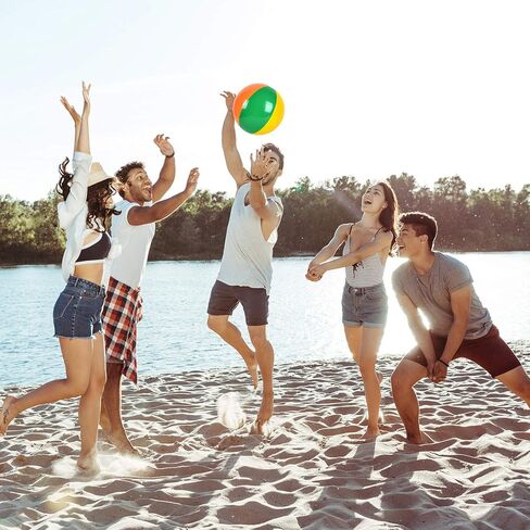 Coopay 24 Pack Inflatable Beach Balls Classic Rainbow Swimming Pool Ball Birthday Beach Party Decoration Summer Water Games Gifts 8 to 12 Inches from Inflated to Deflated in Saudi Arabia