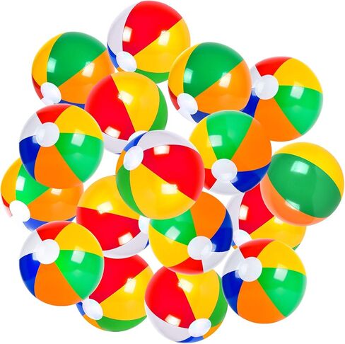Coopay 24 Pack Inflatable Beach Balls Classic Rainbow Swimming Pool Ball Birthday Beach Party Decoration Summer Water Games Gifts 8 to 12 Inches from Inflated to Deflated in Saudi Arabia