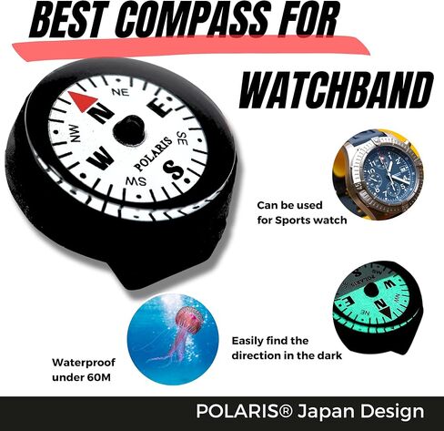 بوصلة صغيرة مقاومة للماء بطول 60 مترًا، سوار معصم باراكورد، بوصلات مضيئة في الظلام، تصميم سهل القراءة، توجيه التخييم، البقاء على قيد الحياة، الغوص تحت الماء in Kuwait