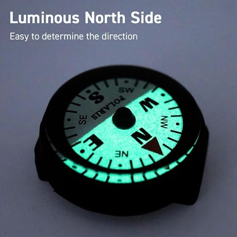 بوصلة صغيرة مقاومة للماء بطول 60 مترًا، سوار معصم باراكورد، بوصلات مضيئة في الظلام، تصميم سهل القراءة، توجيه التخييم، البقاء على قيد الحياة، الغوص تحت الماء in Kuwait