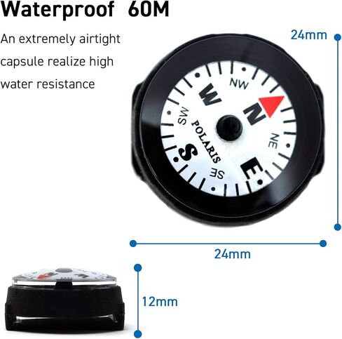 بوصلة صغيرة مقاومة للماء بطول 60 مترًا، سوار معصم باراكورد، بوصلات مضيئة في الظلام، تصميم سهل القراءة، توجيه التخييم، البقاء على قيد الحياة، الغوص تحت الماء in Kuwait