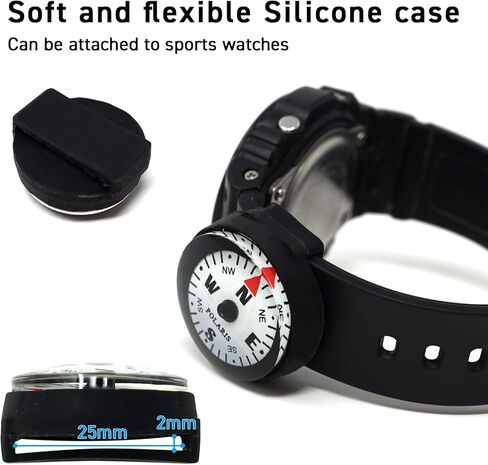 بوصلة صغيرة مقاومة للماء بطول 60 مترًا، سوار معصم باراكورد، بوصلات مضيئة في الظلام، تصميم سهل القراءة، توجيه التخييم، البقاء على قيد الحياة، الغوص تحت الماء in Kuwait