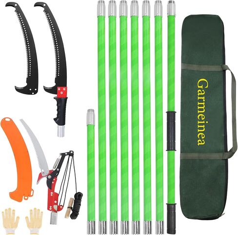 Manual Pole Saw for Tree Trimming, 26Ft Extendable Tree Pruner, Branches Trimmer Set Garden Tools with Sharp Saw Blades and Scissor, Branch Pruner Cutter, Tree Pole Pruner Cutting for Palms and Shrubs in Kuwait