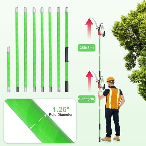 Manual Pole Saw for Tree Trimming, 26Ft Extendable Tree Pruner, Branches Trimmer Set Garden Tools with Sharp Saw Blades and Scissor, Branch Pruner Cutter, Tree Pole Pruner Cutting for Palms and Shrubs in Kuwait