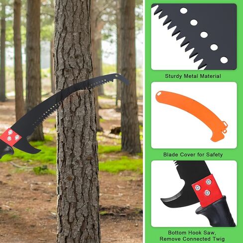 Manual Pole Saw for Tree Trimming, 26Ft Extendable Tree Pruner, Branches Trimmer Set Garden Tools with Sharp Saw Blades and Scissor, Branch Pruner Cutter, Tree Pole Pruner Cutting for Palms and Shrubs in Kuwait