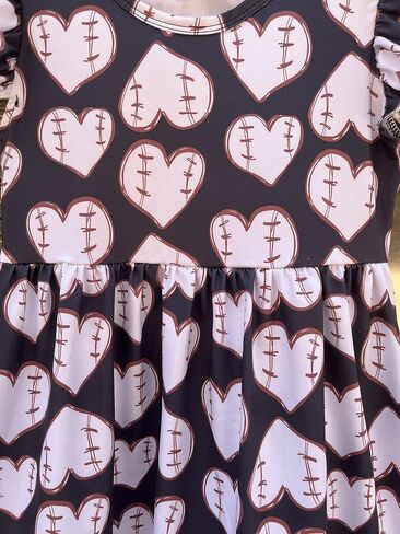 nebljgo Baby Girl Little Sister and Biggest Fan Baseball Football Dress Little Kid Heart Shaped Baseball Infant Dress in Saudi Arabia