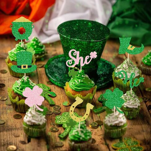 عيد القديس باتريك استحمام الطفل كب كيك القبعات العالية يوم القديس باتريك هو أو هي كب كيك القبعات العالية عيد القديس باتريك كب كيك الغذاء يختار لعيد القديس باتريك الأيرلندي استحمام الطفل حفلة عيد ميلاد زينة الكعكة in Kuwait