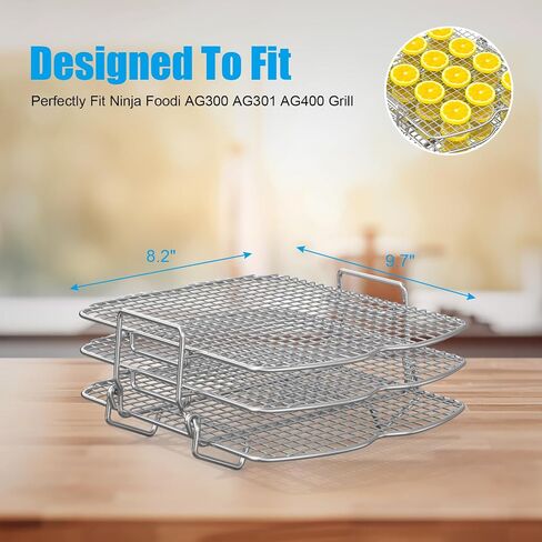 Dehydrator Stand Rack for Ninja Foodi AG300 Grill, 3 Stackable Layers Dehydrator Stand for Ninja Foodi AG300 Accessories, Rectangle Air Fryer Accessories for Ninja AG300 AG301 Foodi Grills in Saudi Arabia