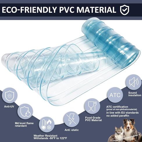 Dog Door Replacement Flaps, Extreme Weather Dog House Door Flap Winter, Insulated Doggy Door for Wall & Cat Door for Exterior Door - Eco-Friendly Transparent Safe PVC, 7.9 in x 4.9 ft in Saudi Arabia