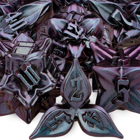 ARUOHHA DND Dice Set Blue Dungeons and Dragons Leaf Design Metal D&D Dice, Handmade D + D Polyhedral Dice RPG Role Playing Dice D20 D12 D10 D8 D6 D4 D and D Dice Set with Box in Saudi Arabia