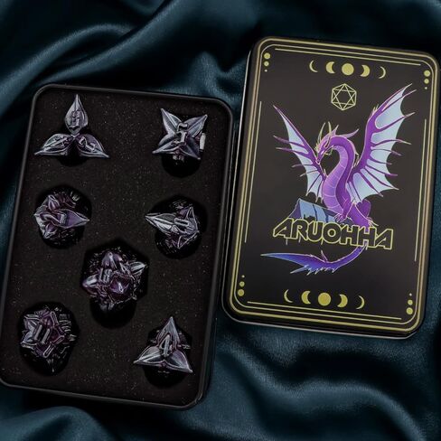 ARUOHHA DND Dice Set Blue Dungeons and Dragons Leaf Design Metal D&D Dice, Handmade D + D Polyhedral Dice RPG Role Playing Dice D20 D12 D10 D8 D6 D4 D and D Dice Set with Box in Saudi Arabia