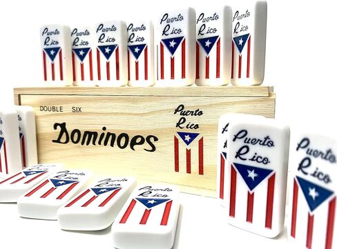 لعبة بورتوريكو دومينو مع خريطة وعلم منقوش في جميع القطع. لعبة دومينو بورتوريكو مع بانديرا دي بورتوريكو تم التقاطها في جميع القطع. هدية مثالية أو تذكارية in Kuwait