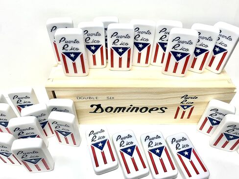 لعبة بورتوريكو دومينو مع خريطة وعلم منقوش في جميع القطع. لعبة دومينو بورتوريكو مع بانديرا دي بورتوريكو تم التقاطها في جميع القطع. هدية مثالية أو تذكارية in Kuwait