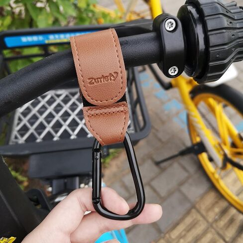 Leather Mommy Stroller Clips and Hooks for Shopping Bags Multipurpose Baby Stroller Hooks for Hanging Diaper Bag (Coffee Hook) in Kuwait