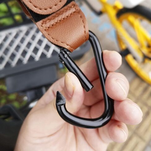 Leather Mommy Stroller Clips and Hooks for Shopping Bags Multipurpose Baby Stroller Hooks for Hanging Diaper Bag (Coffee Hook) in Kuwait