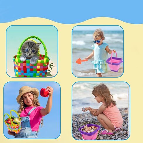 مجموعة ألعاب الشاطئ 22 قطعة من MUYIZI للأطفال + 25 قطعة من حيوانات البحر الأكريليك، دلو قابل للطي، مجموعة مجرفة مع سلة منسوجة وحقيبة شبكية وقوالب رمل، ألعاب رمل الكعك الآيس كريم ألعاب الشاطئ للسفر للأطفال الصغار in Kuwait