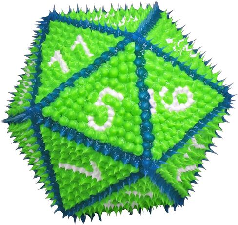 نرد KESS Drop Dot D20-6" 20 جانبًا لألعاب لعب الأدوار وهواة التجميع، سيليكون، حسي، كبير الحجم، 5 ألوان نابضة بالحياة، لعبة خارجية للفناء الخلفي، حمام السباحة، الشاطئ، آر بي جي، للأعمار من 6 سنوات فما فوق in Kuwait