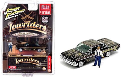 1961 تشيفي إمبالا لوريدر باللون الأسود مع رسومات وشكل دييكاست إصدار محدود إلى 3600 قطعة في جميع أنحاء العالم 1/64 نموذج سيارة دييكاست من جوني لايتنينج JLCP7456 in Kuwait