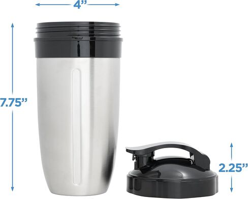 كوب من الفولاذ المقاوم للصدأ سعة 32 أونصة مع غطاء قابل للطي لخلاطات NutriBullet 600W Pro و900W in Kuwait