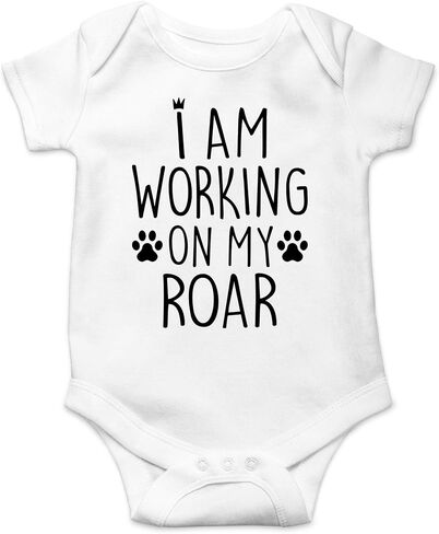 CBTwear I Am Working on My Roar - Funny Novelty Newborn Girl or Boy Outfit - Cute Infant One-Piece Baby Bodysuit in Kuwait