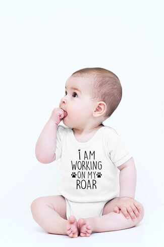CBTwear I Am Working on My Roar - Funny Novelty Newborn Girl or Boy Outfit - Cute Infant One-Piece Baby Bodysuit in Kuwait