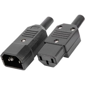 IEC 320 C14 Male to C13 Female, 3 Pins Terminals Inline Adapter Plug Power Socket Connectors