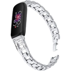Compatible with Fitbit Inspire 3 Smartwatch Adjustable Metal Band Bling Crystal Rhinestone Bracelet Wrist Strap for Inspire 3 for Women
