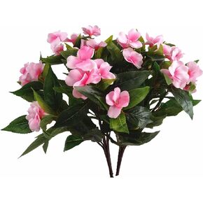 Mynse 2 Pieces Artificial Flower Impatiens for Balcony Garden Bonsai Decoration (Yellow) in Kuwait