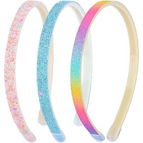 Glitter Headband, 4pcs Plastic Sparkly Cute Non Slip Chunky Hairbands, Thick Bling Confetti Rainbow Hair Bands with Teeth, Little Girls Colorful Hair Accessories in Kuwait