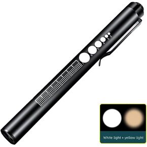 ALONEFIRE P32 Pen Flashlight Bright White+Yellow Dual Light Source USB C Rechargeable Mini Pocket Flashlight with Clip, Built-in Rechargeable Battery for Every Day Carry, Inspection, Emergency