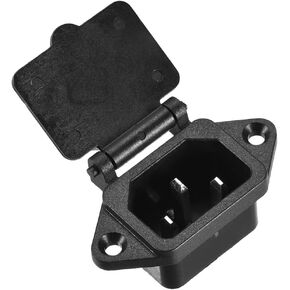 uxcell AC 250V 10A IEC 320 C14 Panel Mount Plug Power Connector Socket W Spring Cover W Cable 2 Set