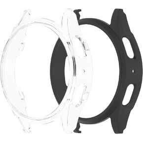 Watch Cases Compatible with Samsung Galaxy Watch 7 44mm Case PC Shockproof Case Protective Cover Bumper Protector No Screen Protector (Black,Black)